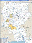 Hartford-West Hartford-East Hartford Metro Area Wall Map Basic Style